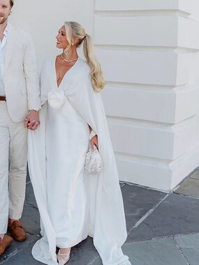 White Bridal Cape Dress